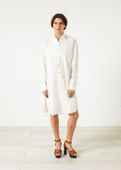 Pleated Sleeve Tunic in White