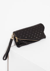 Roxanne Leather Clutch in Black