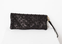 Roxanne Leather Clutch in Black